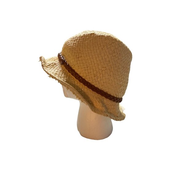 Mens Straw Fedora Hat Braided Faux Leather Band Natural Woven Beach Western - Picture 4 of 10